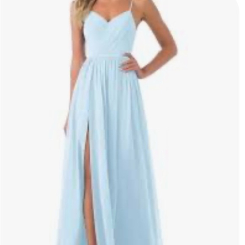 Azazie Sky Blue Maxi Dress